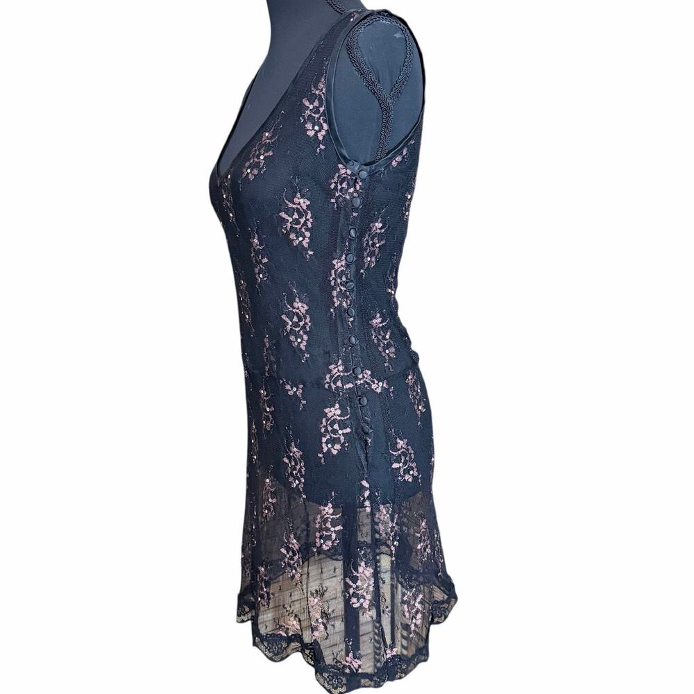 Vintage Wet Seal Black Sheer Lace Slip Dress Y2K Goth Grunge whimsigoth small - Picture 3 of 13